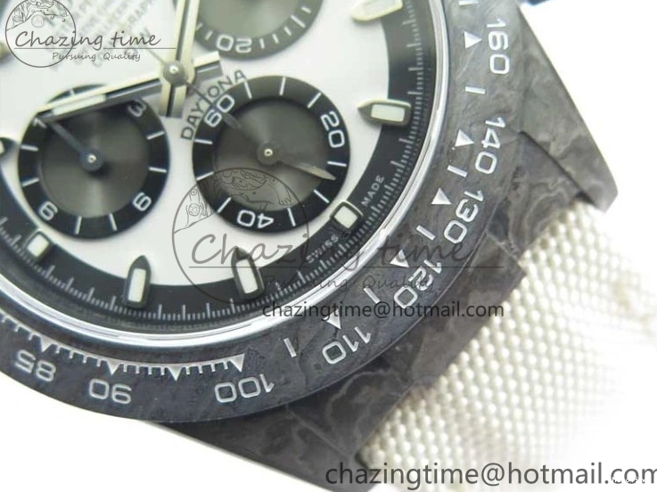 MiroTime 0215 WrinkleFree Daytona DIW Carbon Noob 1:1 Best Edition White Black Dial on Nylon Strap SA 2614